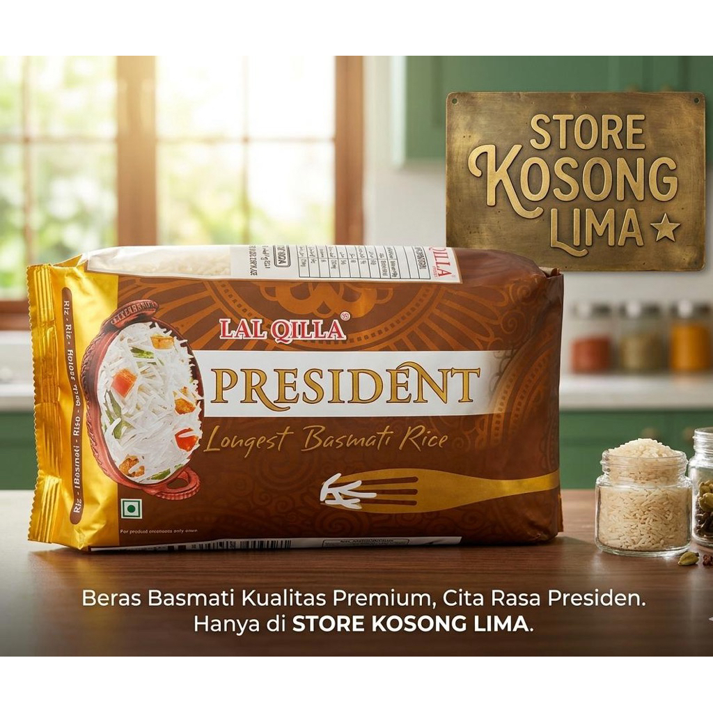 Basmati Rice Lal Qilla President 1Kg / Beras Basmaati Asli India Premium 1 KG