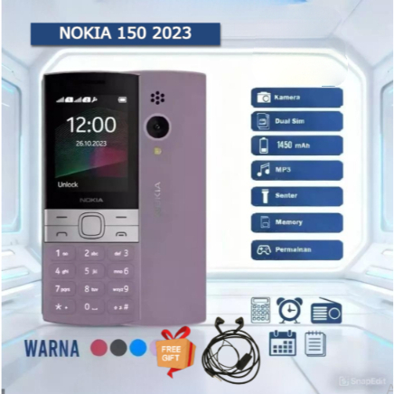 HP NOKIA 150 2023 BARU GARANSI 1 BULAN KAMERA MEMORY DUAL SIM BATERAI 1450mAh