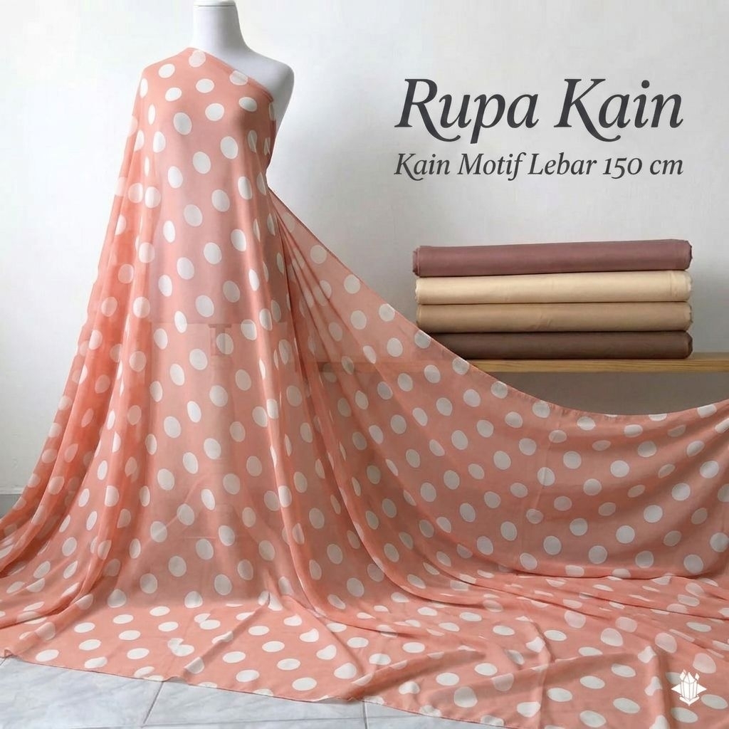 Kain Sifon Ceruty Motif Polkadot Besar Premium Lebar 150 cm. vt