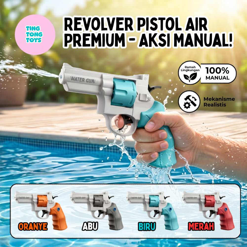 Mainan pistol air revolver Tanpa baterai mainan edukasi anak Ting Tong Toys
