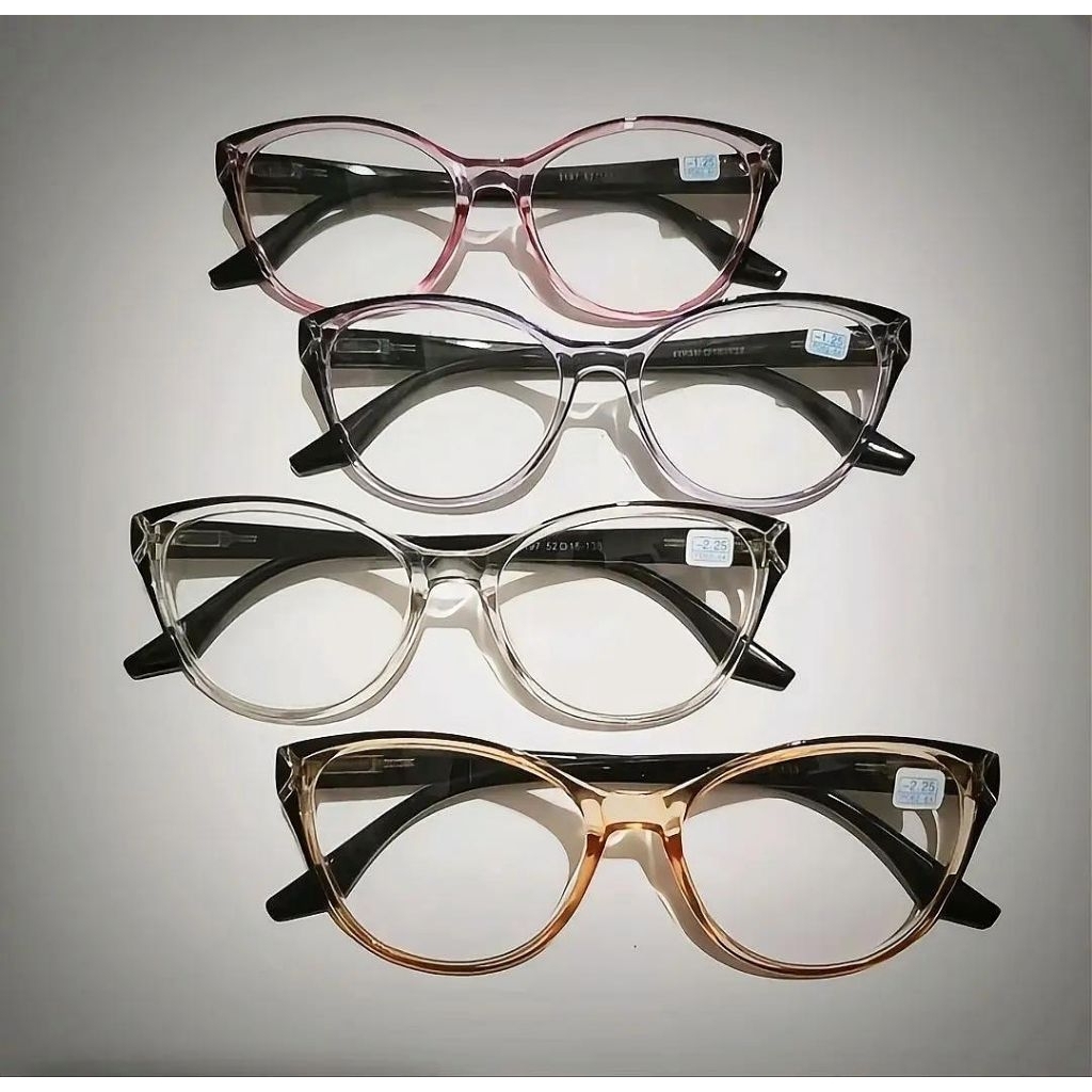 Kacamata Minus Wanita Rabun Jauh Model Cat Eye  Ukuran -0.50s/d-4.00 Warna Pink ,Putih,Ungu,Orange F