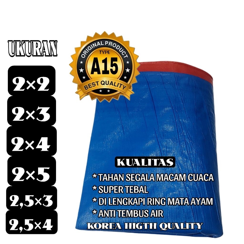 Terpal UV+ TYPE A15 merek KOREA kalitas super tebal warna BIRU ORANGE