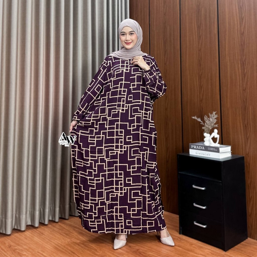 Noura Kaftan Rayon Premium by Bakoel Daster Homedress Abaya Kaftan Batik Simple Busui Nyaman Adem