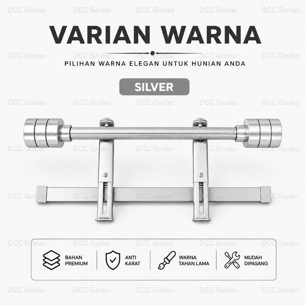Batang Tiang Gorden FullSet Minimalis Double Full Set Ukuran 1 2 2.5 3 4 Meter