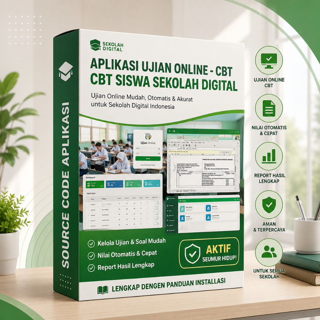 Software Ujian Online Siswa Sekolah, Bimbel, atau tugas Source Code Aplikasi Ujian Online