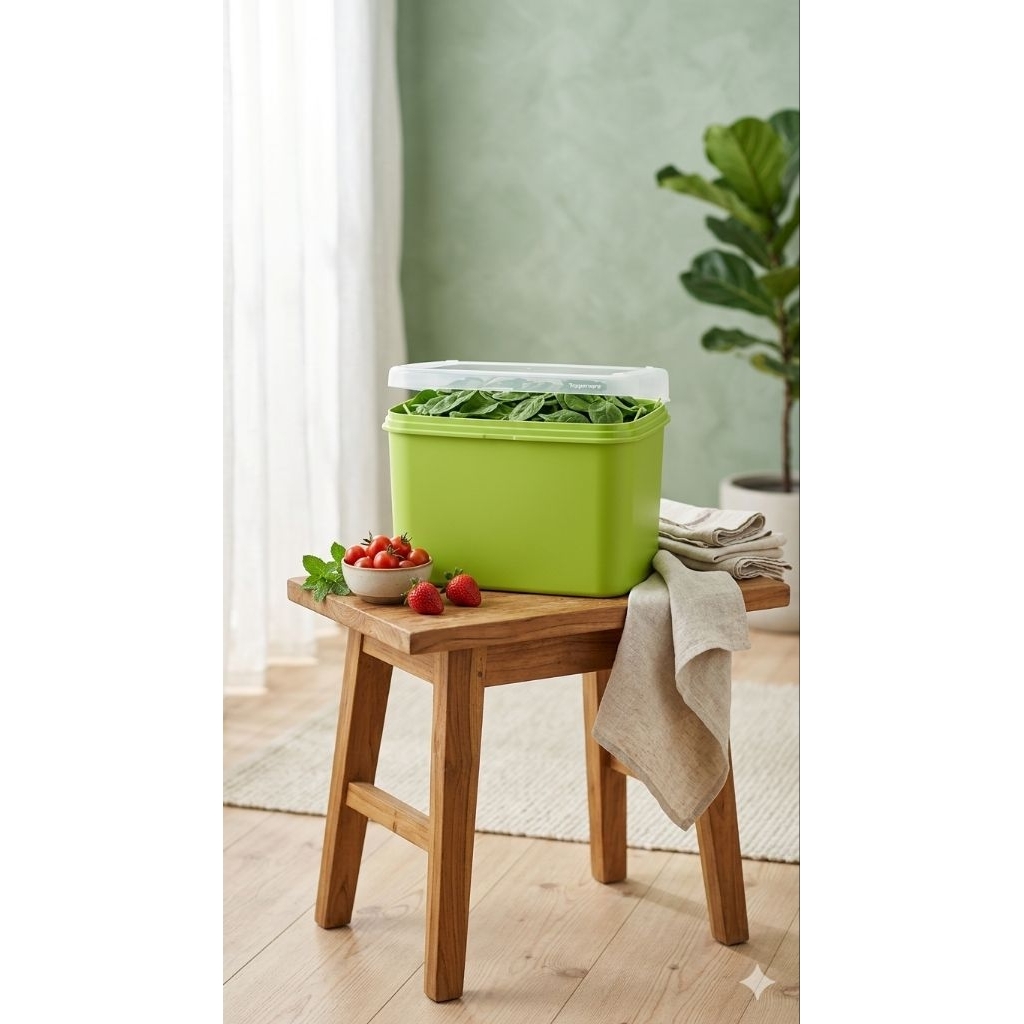Tupperware Ezy Rectangular Keeper – Hijau 6.5L, tupperware signature new @S