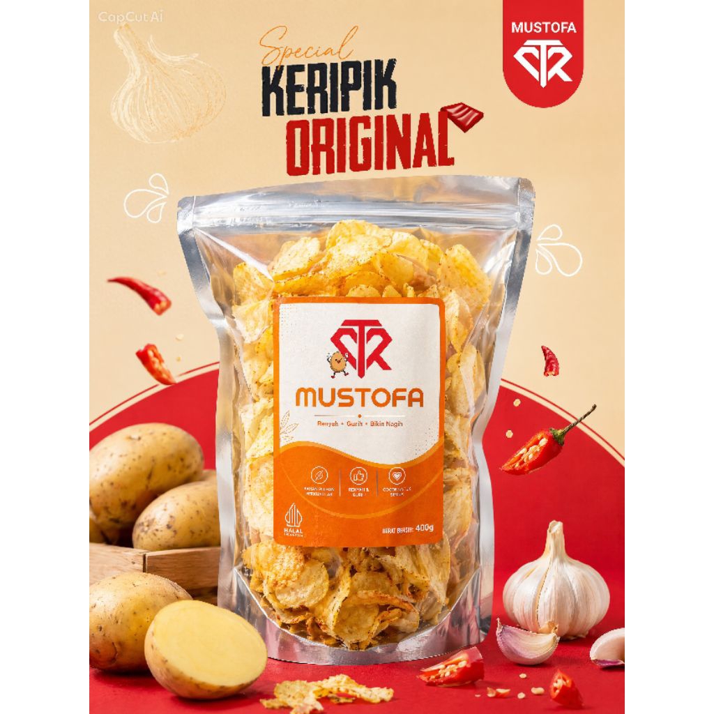 KERIPIK ORIGINAL 400 GRAM,GARING KRIUK KRIUK TAMPA BAHAN PENGAWET MAKANAN