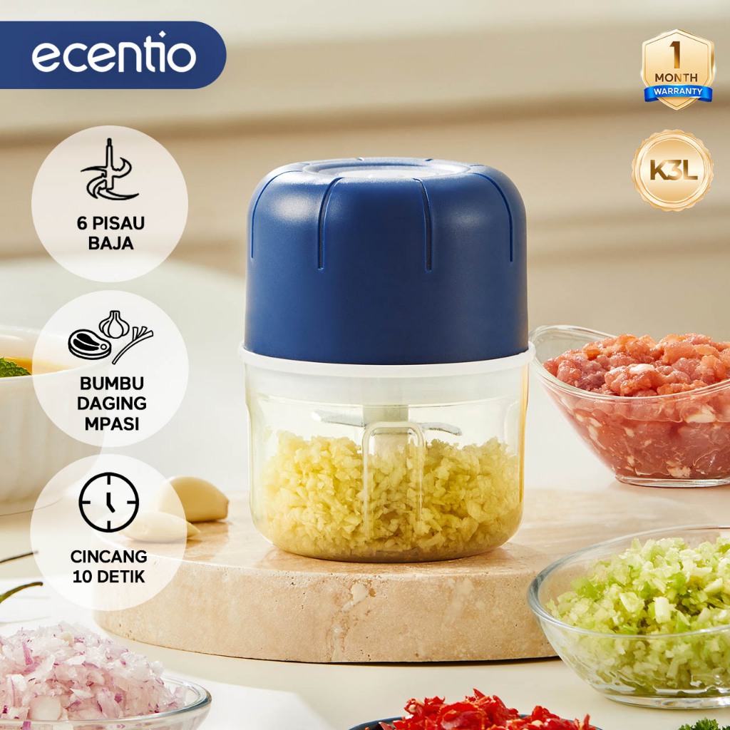 ecentio blender food processor 6 pisau 250ml blender portable peralatan dapur chopper mini blender m