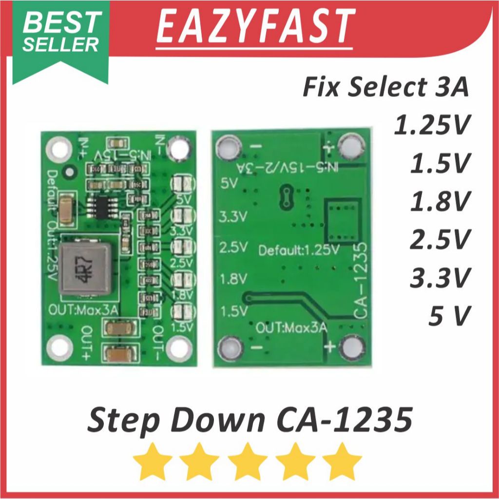 Modul Step Down CA-1235 MP1495 DC Buck Converter Select Fix 1.5V 1.8V 2.5V 3.3V 5V 1.5 1.8 2.5 3.3 5