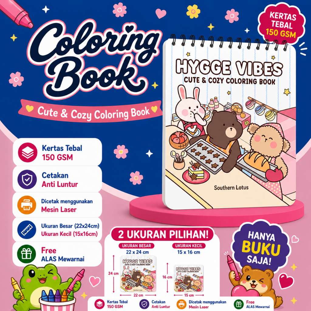 Hygge Vibes Coloring Book Buku Mewarnai spiral
