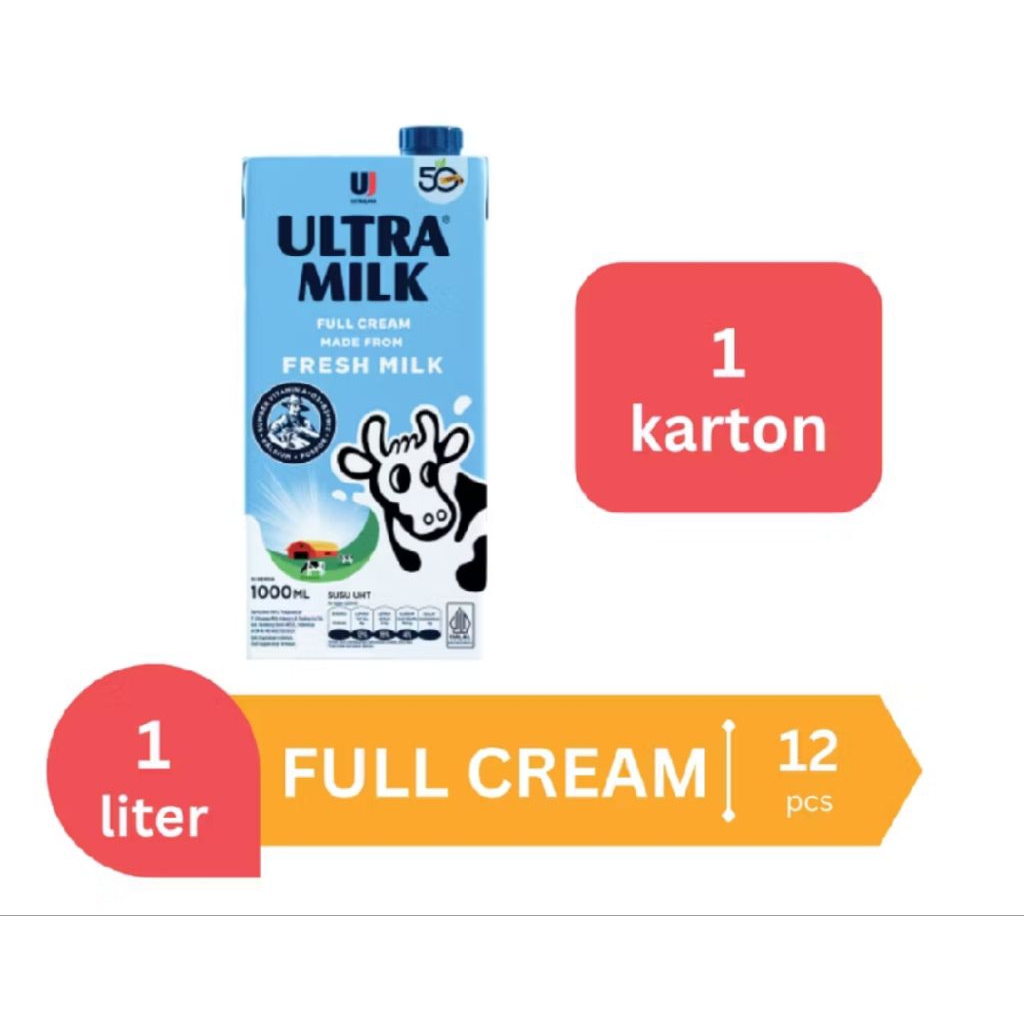 Susu Ultra Milk Full Cream 1 Liter 1 Karton (isi 12)