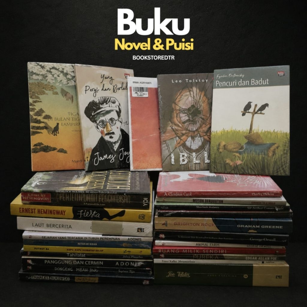 Obral Buku Novel Puisi Indonesia | Novel Terjemahan Original | Laut Bercerita, Kafka, Leo Tolstoy, E