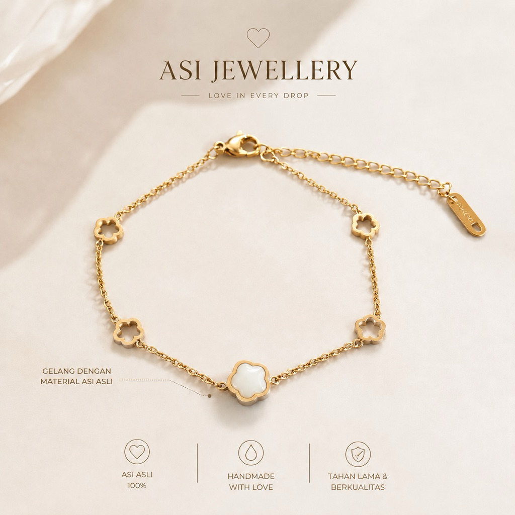 Breastmilk Memorial Jewelry – Gelang ASI Clover Custom