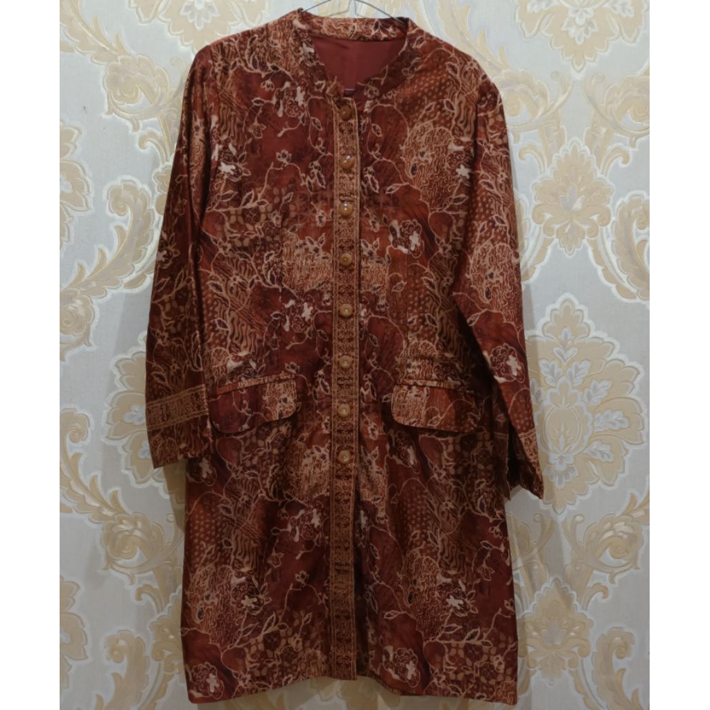 atasan tunik blazer batik sutra