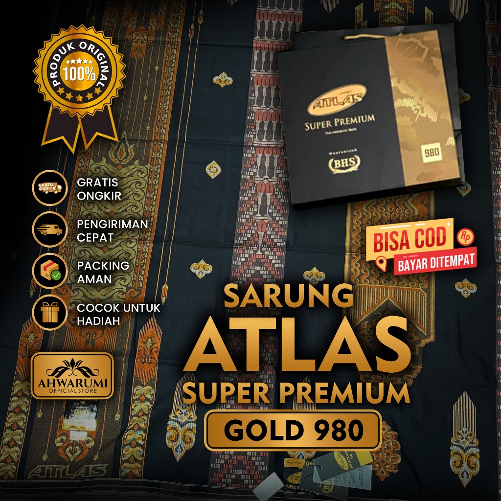Sarung Atlas Super Premium Gold 980 Motif BHS