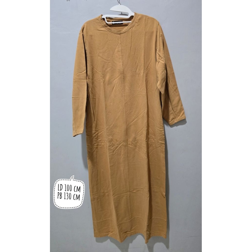 cottoncut zura dress preloved brown gamis PL