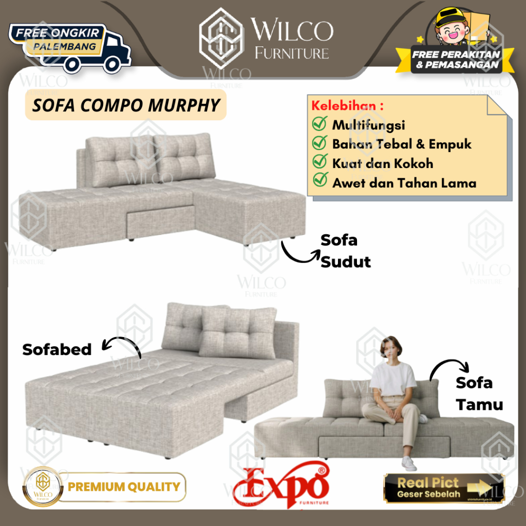 Sofa Compo Murphy by Expo | Sofa Tamu Sofa Bed Multifungsi | Murphy Sofa Sudut L