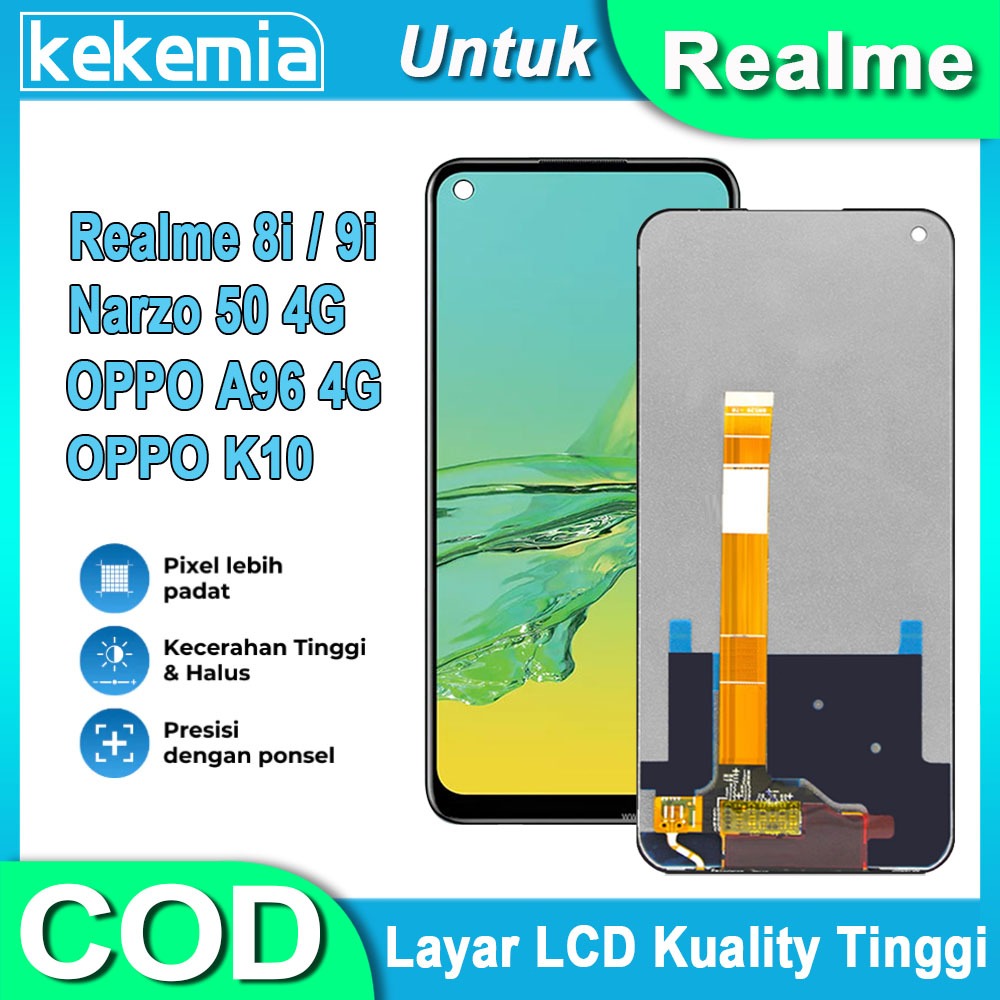 LCD Untuk Realme 8i Realme 9i 4G Realme Narzo 50 4G OPPO A96 4G OPPO K10 4G LCD TouchScreen Penggant