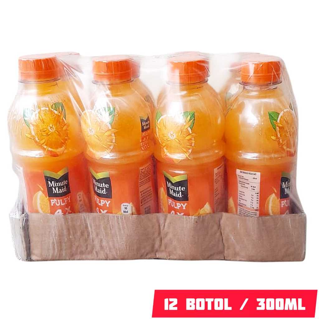 Pulpy Orange 12 Botol Minuman Bulir Jeruk Segar 300ml Minute Maid Grosiran Lusinan