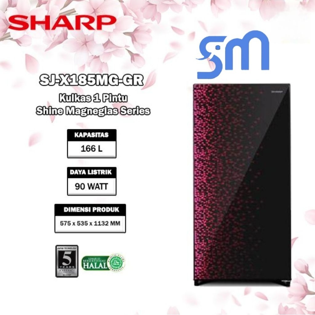 Kulkas Sharp 1 pintu SJ-X185MG GB / GR 185MG SJX185MG 166 Liter