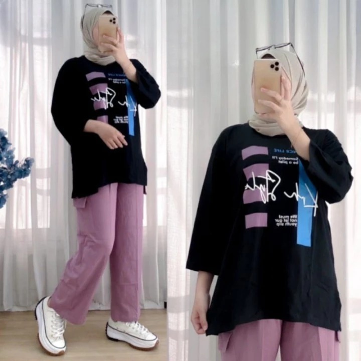 Baju Setelan Wanita Terbaru Affa Set BO size M L XL XXL XXXL LD 100 - LD 130 cm Bahan Katun Combed 2