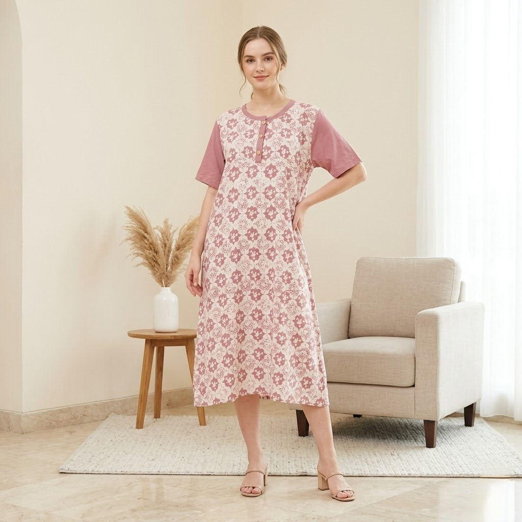 Kanajanti Daster batik cap vetia Jmb kancing LD 130 PB 132