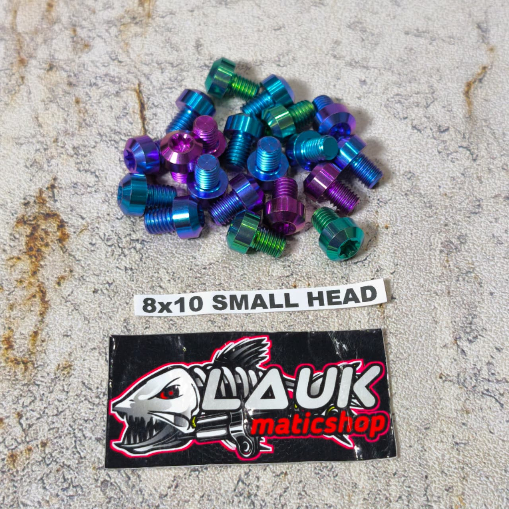 Baut Probolt Titanium M8x10 Small Head Drat 12 Panjang 1Cm/ baut titanium m8x10 smallhead drat12 pan
