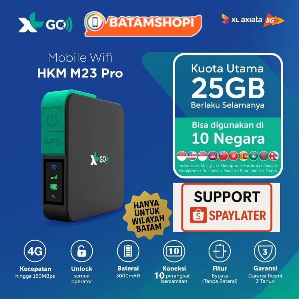MIFI XL GO HKM M23 PRO WIFI PORTABLE - BATAM