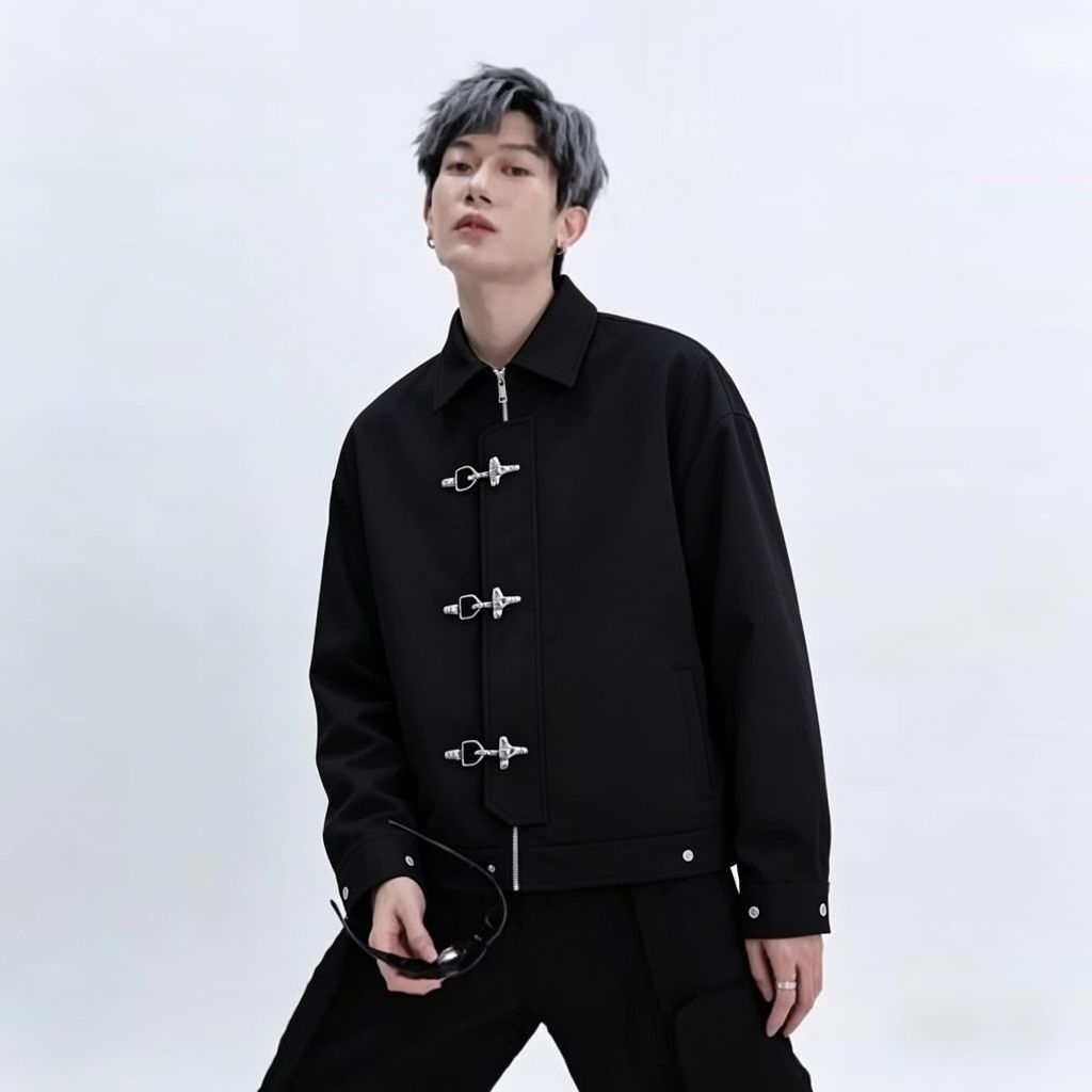 M.A.D.Fashion jaket Fireman Claps Button Work Shirt jaket Boxi