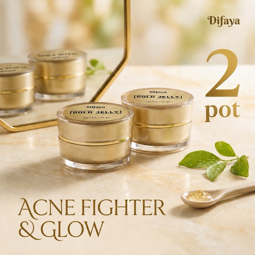 Difaya (2 pot) Gold Jelly - Mencerahkan Mengglowingkan & Menghilangkan Jerawat