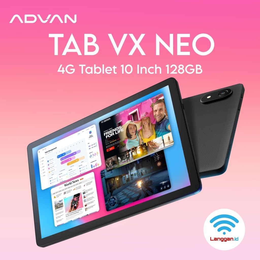 Tablet Advan VX Neo 10.1 Inch HD Ram 4GB Storage 128GB 4G LTE Os Android 14 Tablet Android 10 Inch A