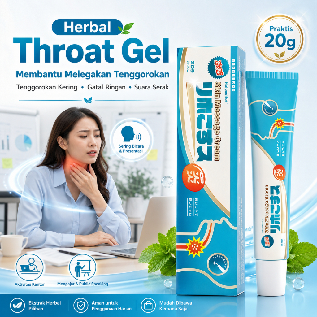 COD Halosehat Herbal Throat Gel 20g Gel Pereda Tenggorokan Kering Gatal Suara Serak Panas Dalam Sens