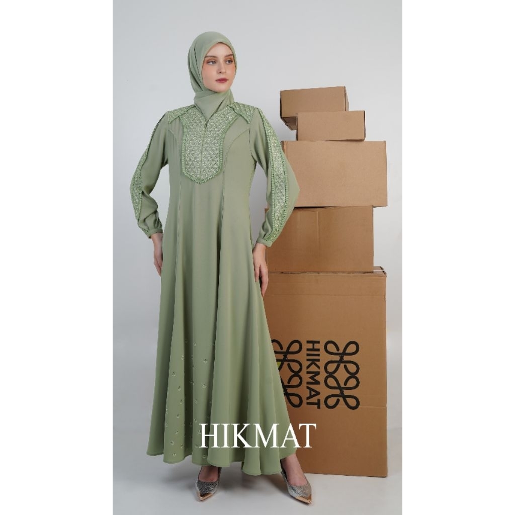 Hikmat Original Fashion A6449-02 - Abaya Hikmat  - Noerbutikmuslim - Gamis lebaran - Gamis Mewah - G