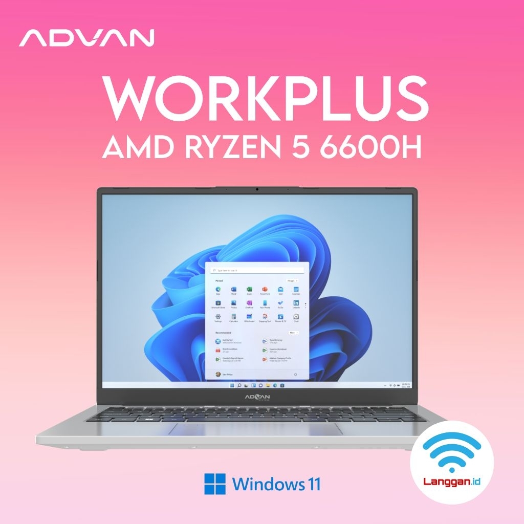 Advan Workplus AMD Ryzen 5 6600H 14 inch RAM 16GB Storage 512GB Notebook Advan Laptop Advan Workplus