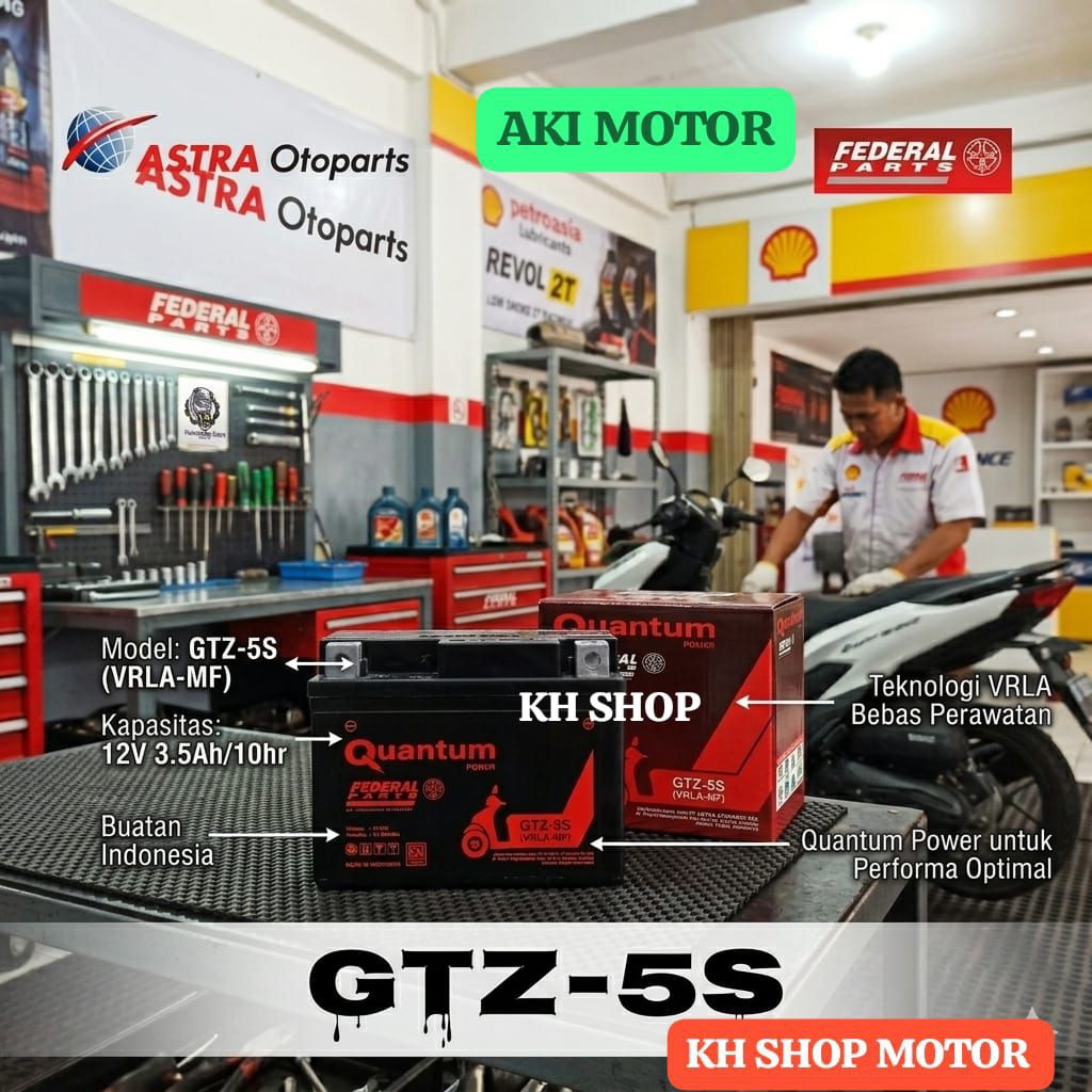 Aki Motor Federal Quantum MF FP-GTZ-5S-A Original . Aki full Kering
