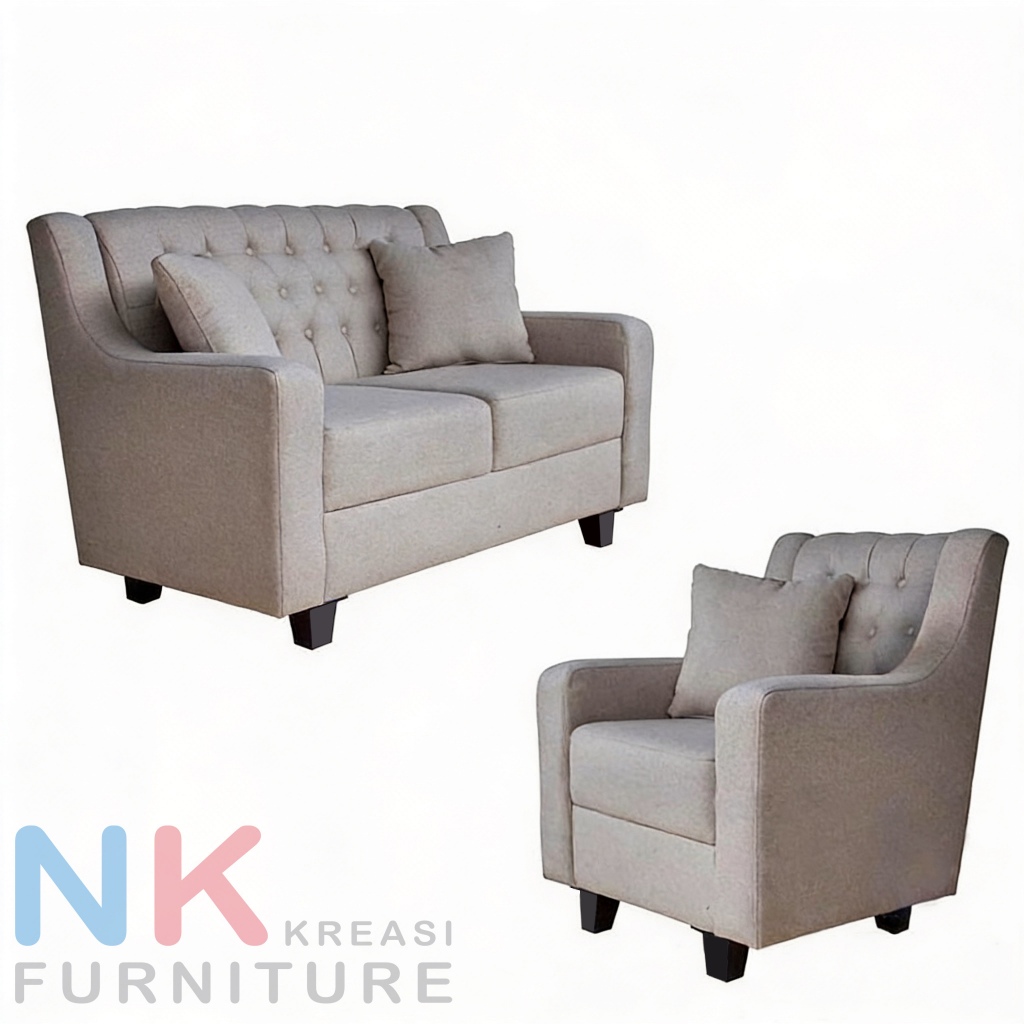 Ford Sofa 2+1 Seat, Sofa Kursi Ruang Tamu Classic, Sofa Kancing Mewah