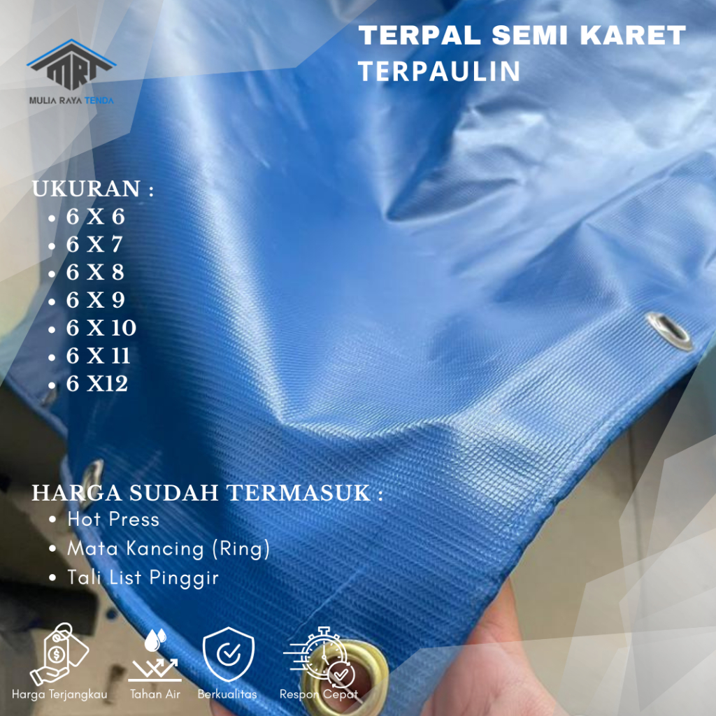 Terpal PVC Terpaulin Semi Karet 6x6, 6x7, 6x8, 6x9, 6x10, 6x11, 6x12  Waterproof & Anti UV