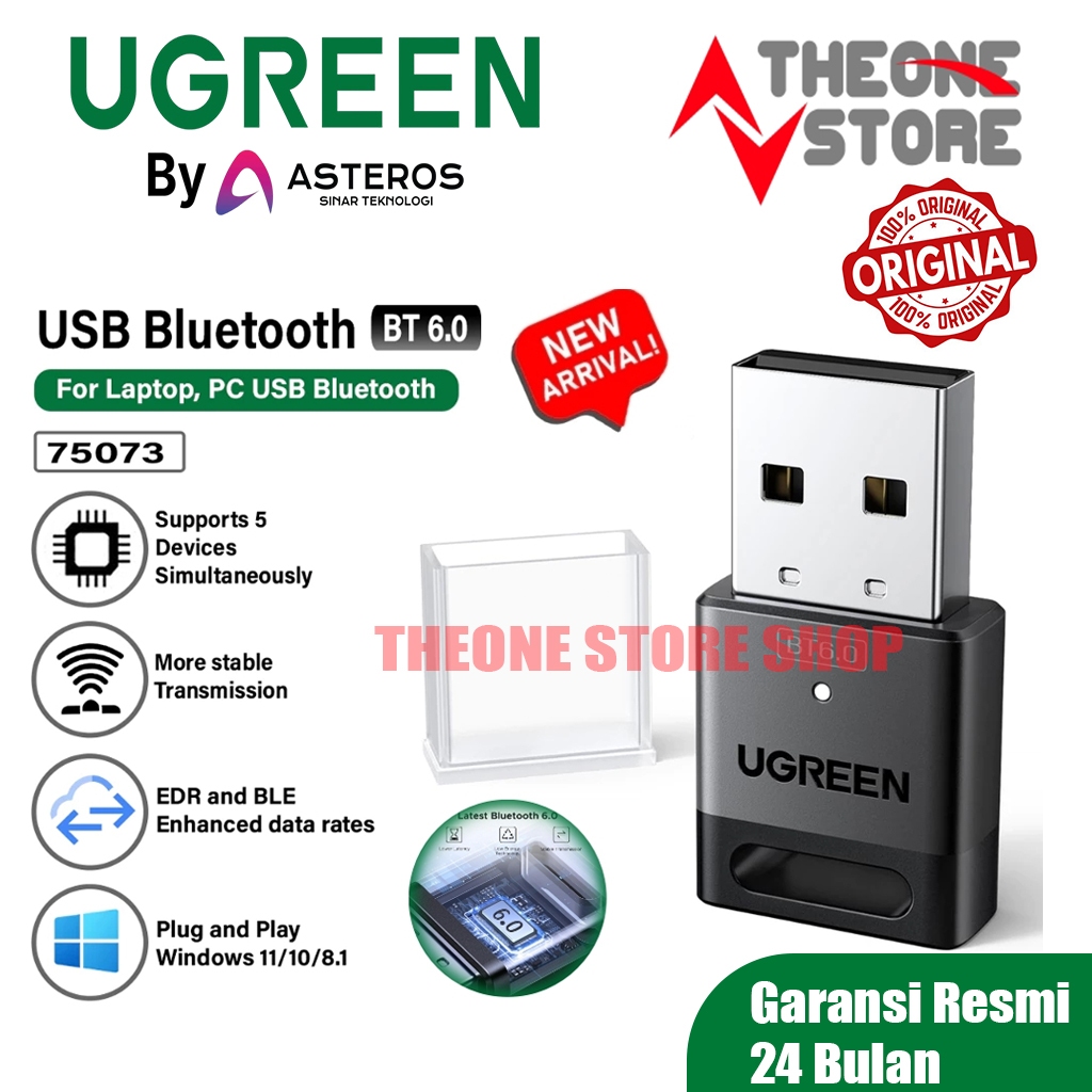 UGREEN Adapter Dongle USB Bluetooth 5.3 / 6.0 Transmitter Receiver Dongle For PC Laptop Windows