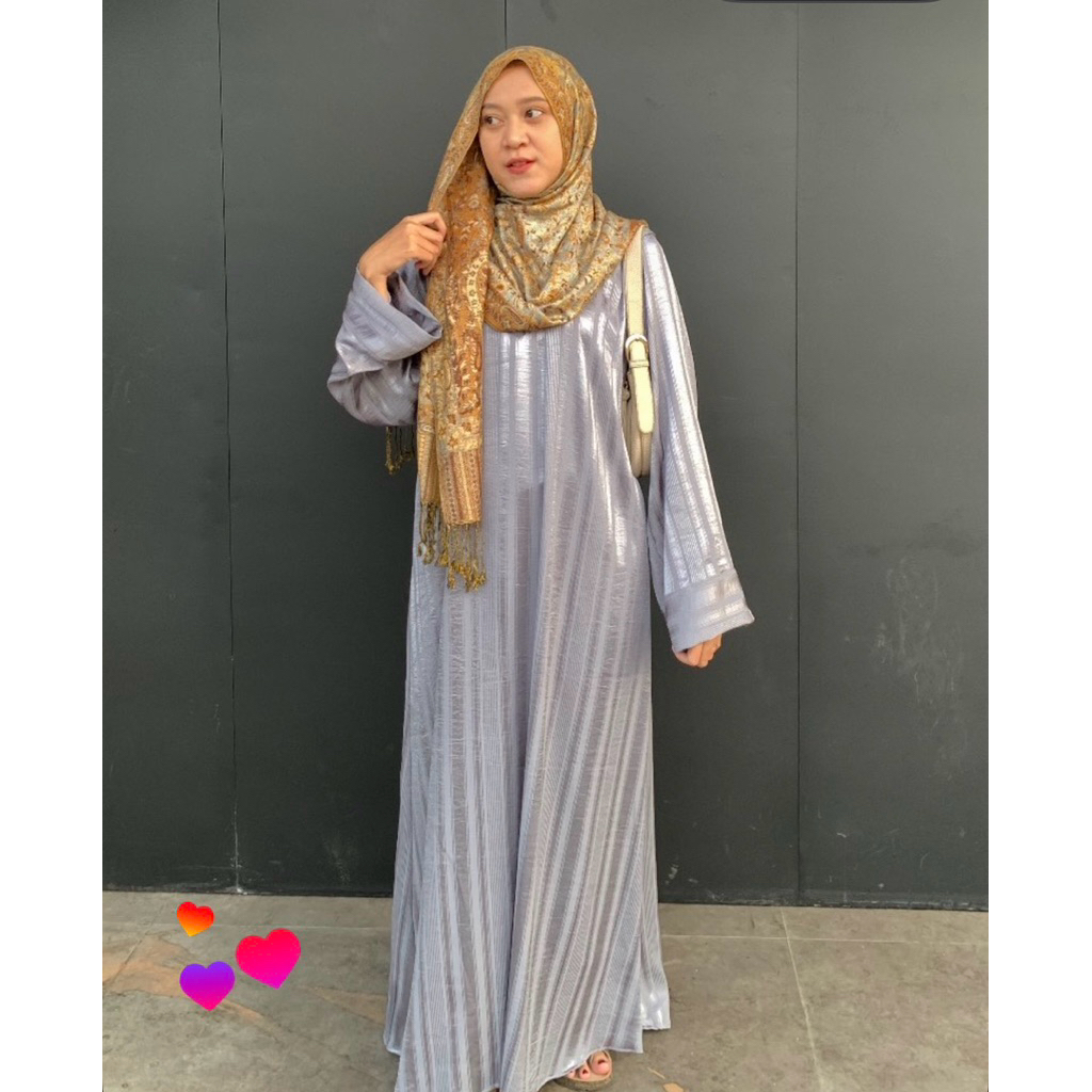 prelove abaya/gamis stripe abu