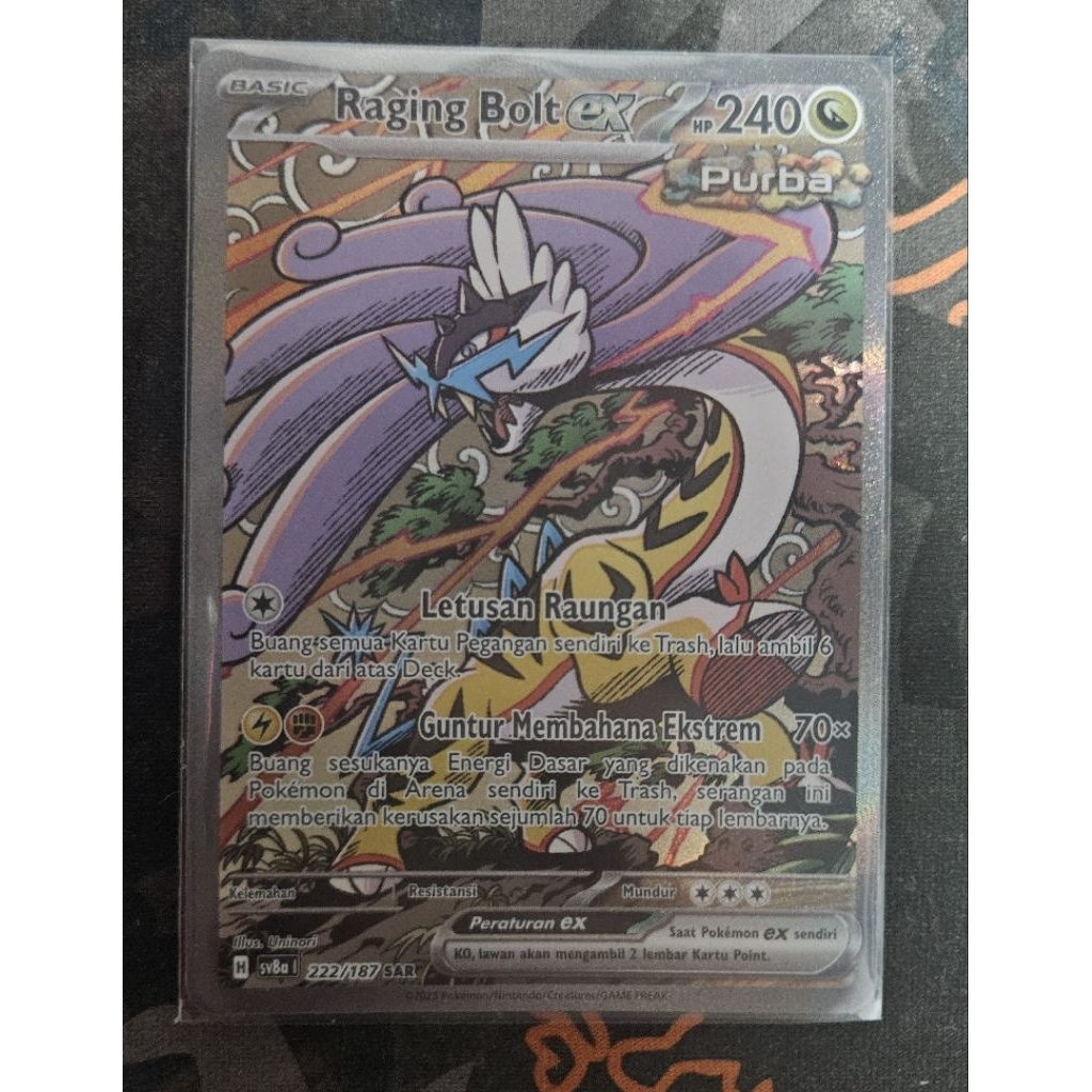 Raging Bolt ex SAR 222/187 Festival Terastal SV8a Pokemon TCG Indonesia