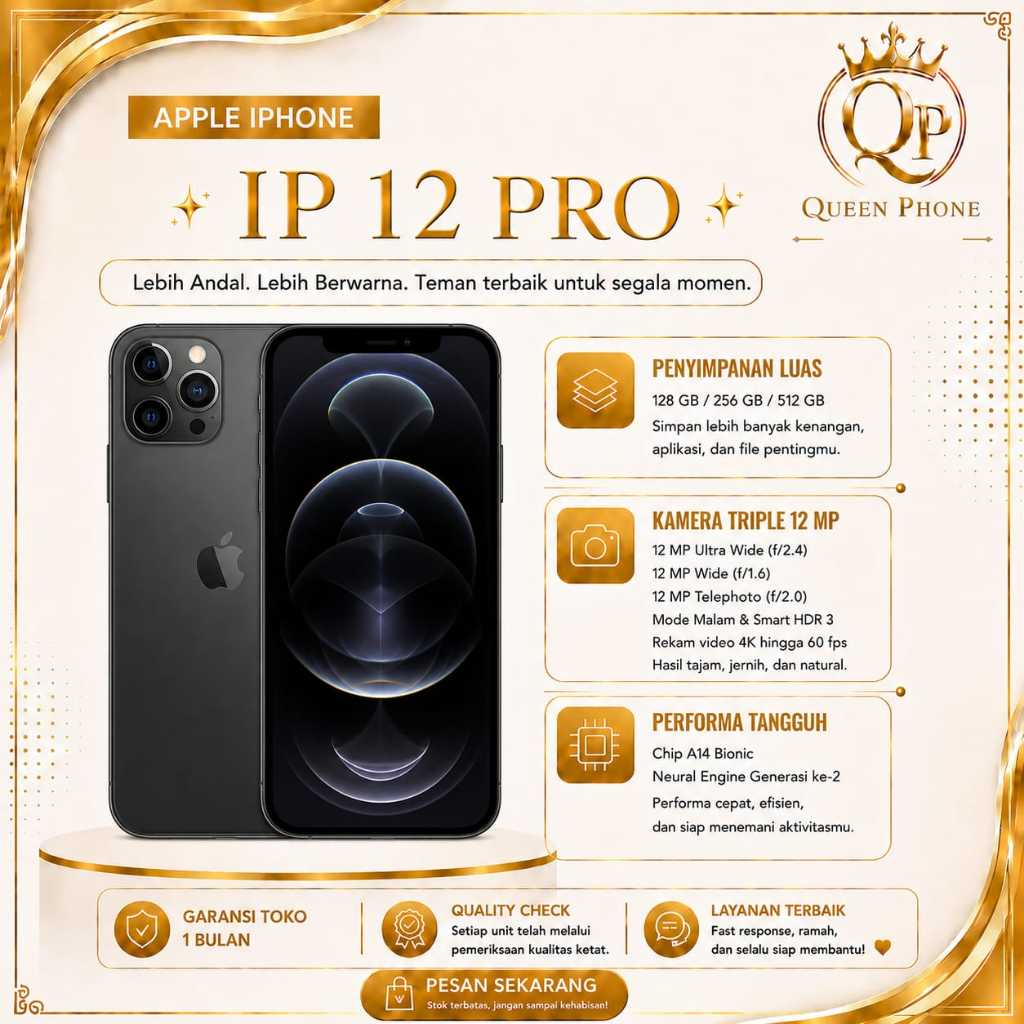 IP 12 PRO 128GB/256GB SECOND LIKE NEW FULLSET NO MINUS