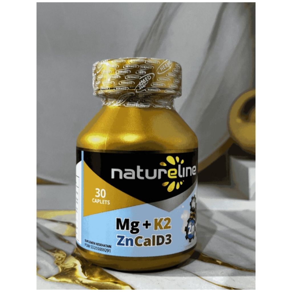 Natureline Mg + K2 ZnCalD3 30 Caplets Suplemen Kesehatan Dengan Magnesium Kalsium Dan Zinc