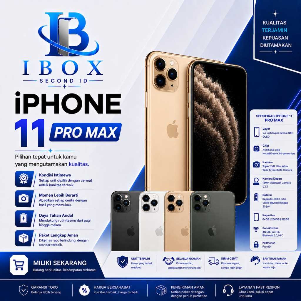 Iphone 11 Pro Max 256GB, 64GB Second Ori Apple, Like New ALLSIM, Fullset