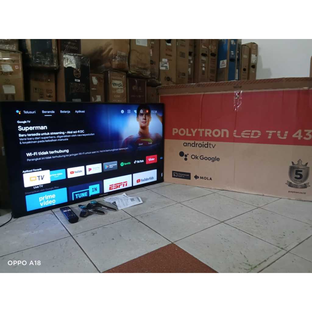 TV LED POLYTRON ANDROID 43 INC SUDAH DIGITAL KONDISI BEKAS MASIH SEGEL (7726)