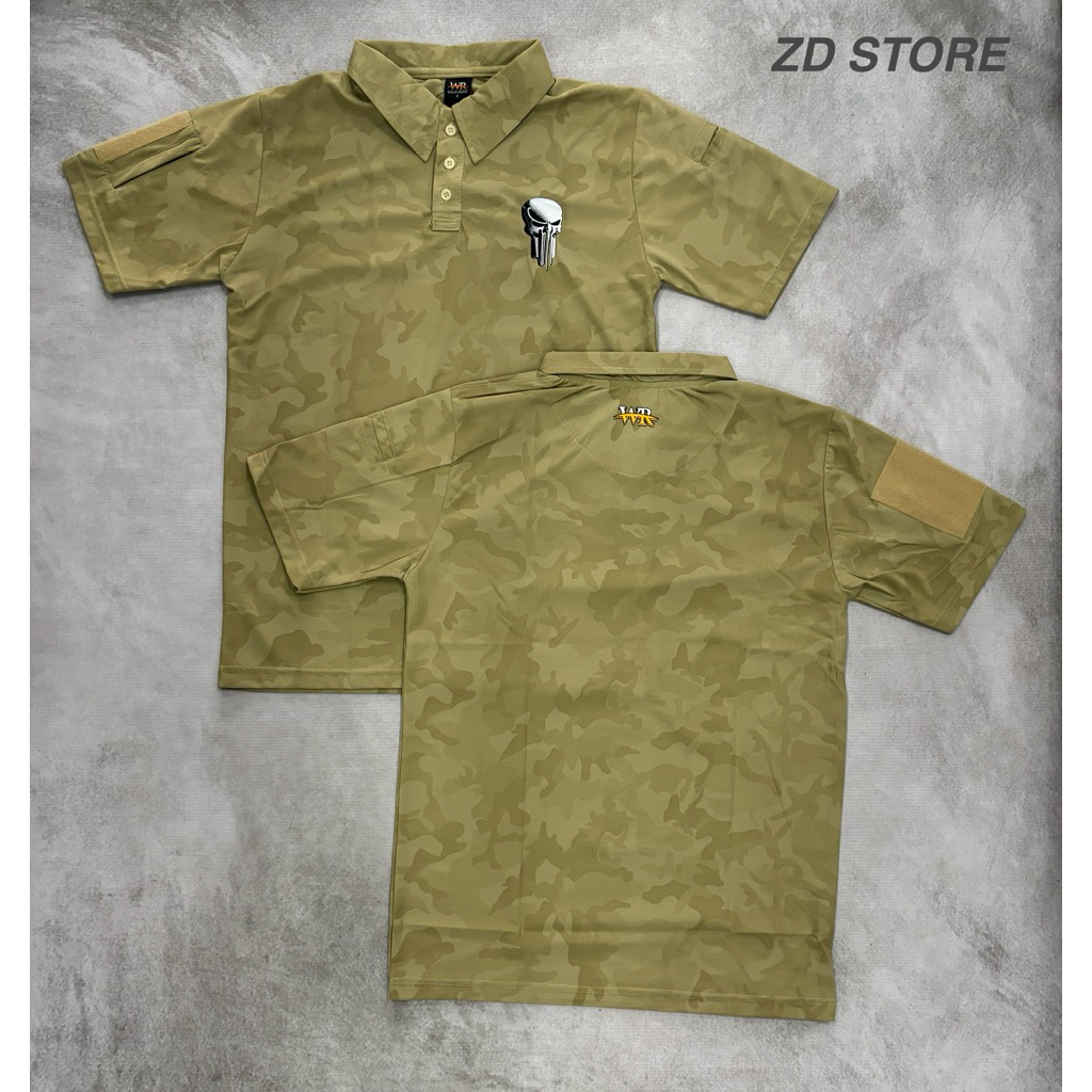 Kaos Punisher POLO SPANDEK Motif Loreng Gurun 02 / Kaos TACTICAL Loreng Motif Polos