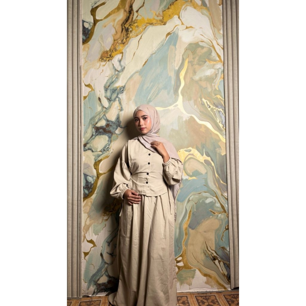 Dahlia Dress: Gamis Vest Tali Casual (Korean Style)