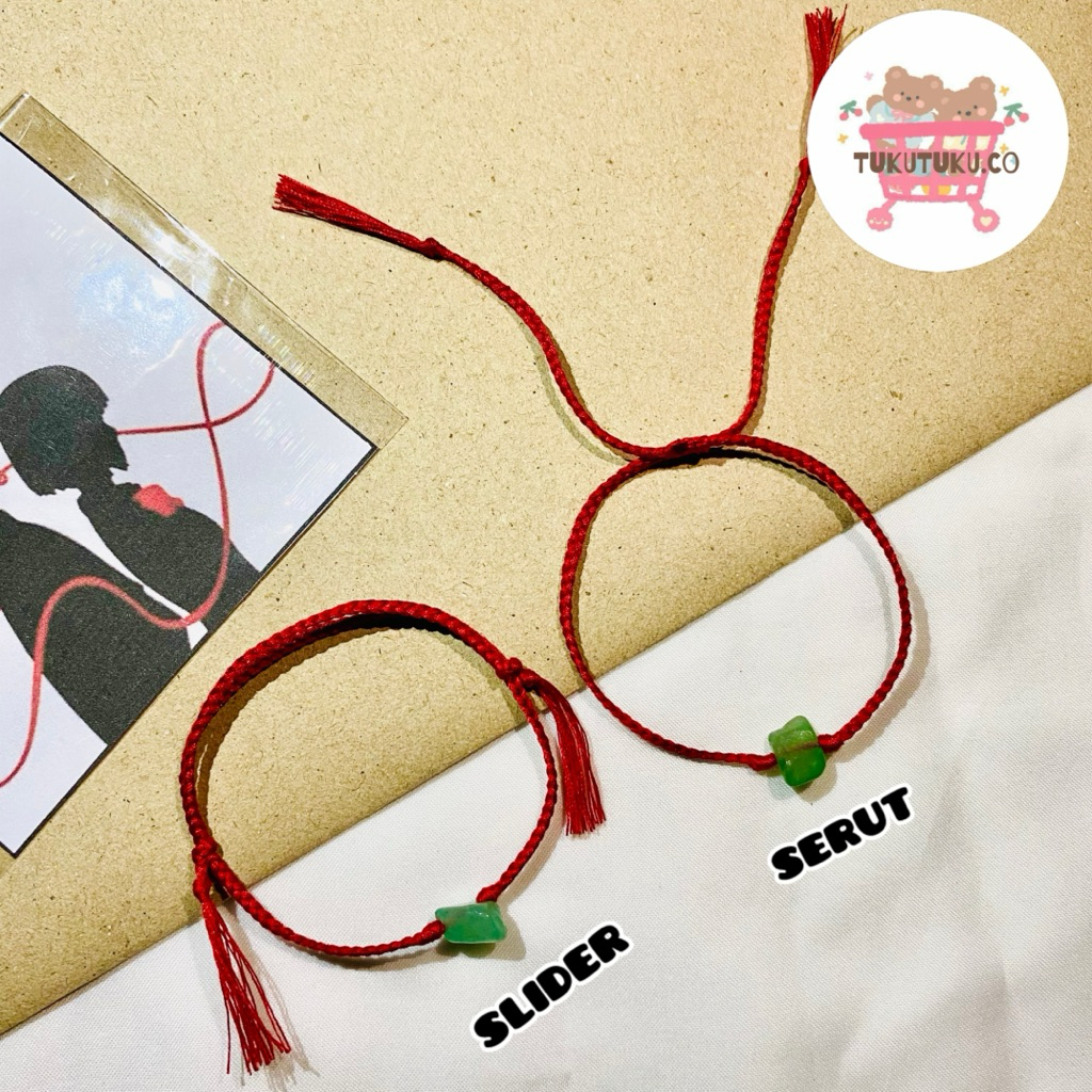 [Versi Batu Alam] Gelang Tali Red String Theory / Gelang Tali Merah Handmade Kimi No Nawa / Gelang T