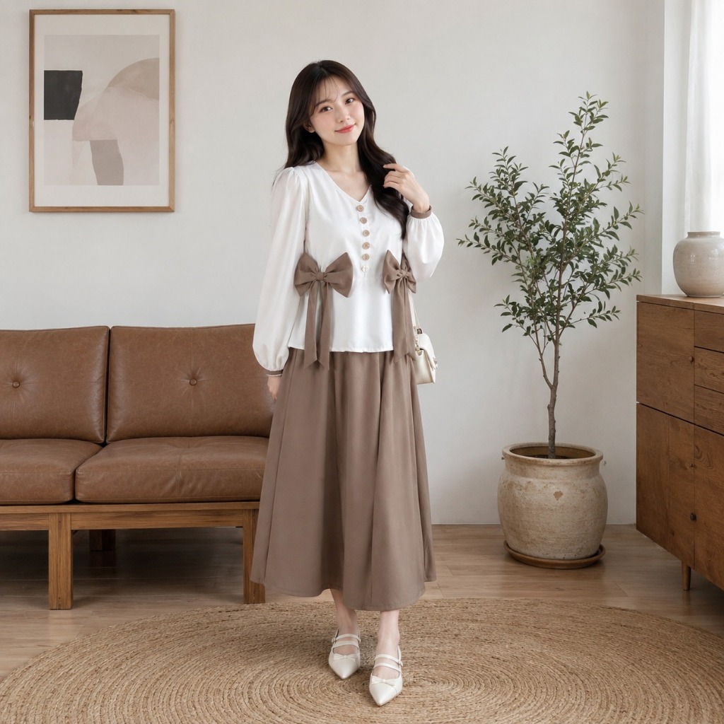 NJW - Setelan Rok Nala Set Rok Pita Ribbon Wanita Setelan Lucu Wanita Pita