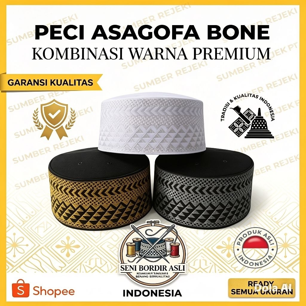 PECI ASSAGOFAH BUGIS KOPIAH BUGIS BONE SONGKOK ASAGOFAH BUGIS MURAH Songkok Recca Bugis Bone (COD) S
