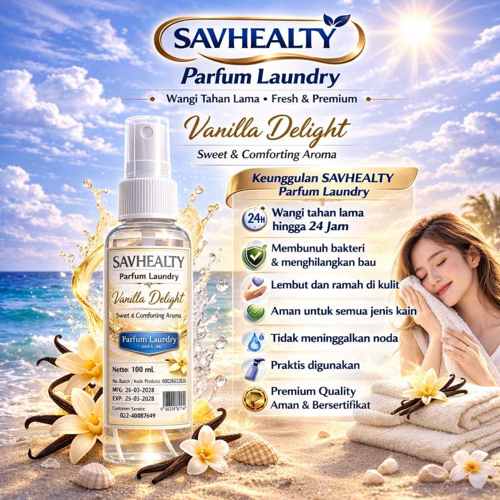 Parfum Laundry grade Premium Tahan Lama isi 100ml Savhealty  - Vanilla Delight